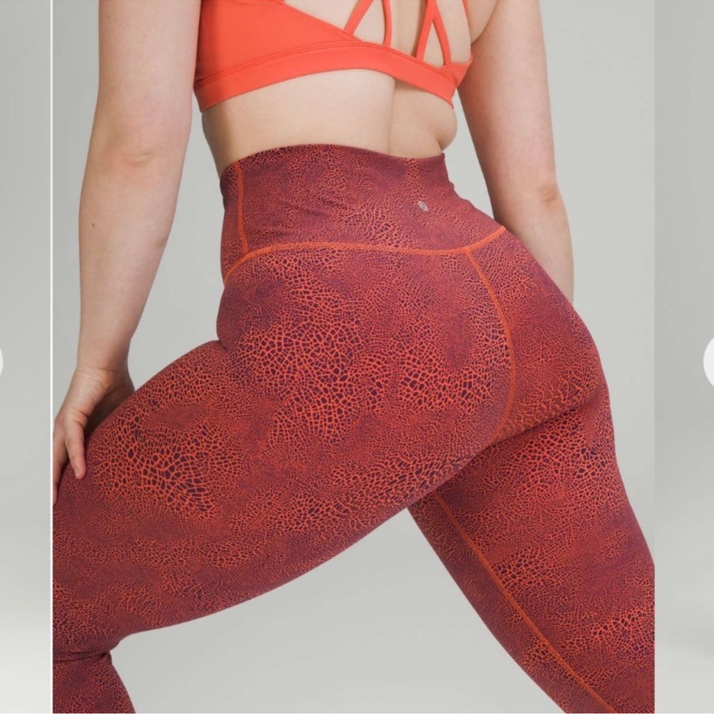 Lululemon Athletica Orange High-Waisted Leggings